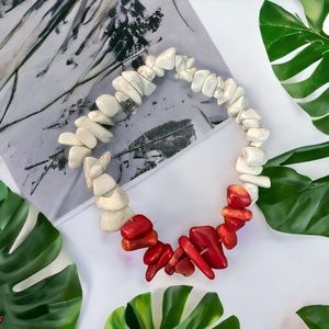 Howlite and Jasper Crystal Chip Bracelet